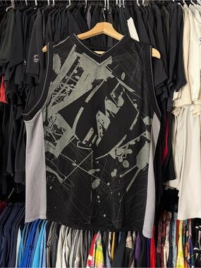 FMF Jersey Tank Top Jersey Mens Large Black Vintage Y2K Motocross MX Grunge 00s